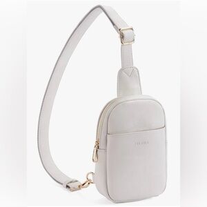 Telena Crossbody White Bag Gold Trim NWT